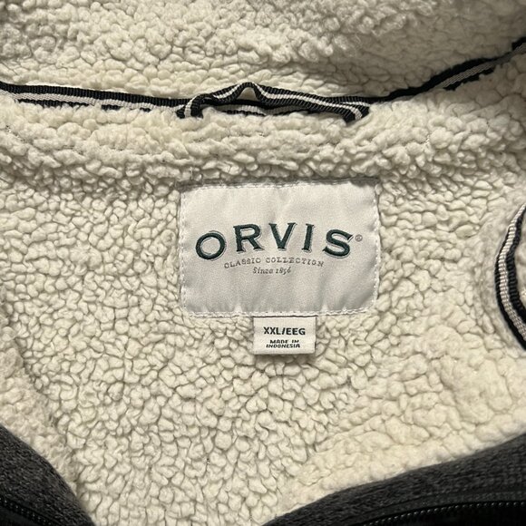Orvis Sweater Fleece Lined Sherpa 1/4 Zip Pullover Gray Outdoor Men's size XXL - Picture 5 of 8